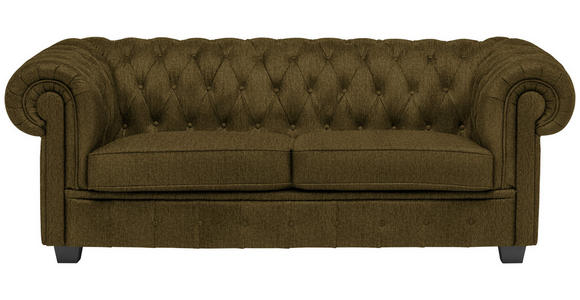 CHESTERFIELD-SOFA Webstoff Khaki  - Wengefarben/Khaki, LIFESTYLE, Holz/Textil (206/76,5/96cm) - Landscape