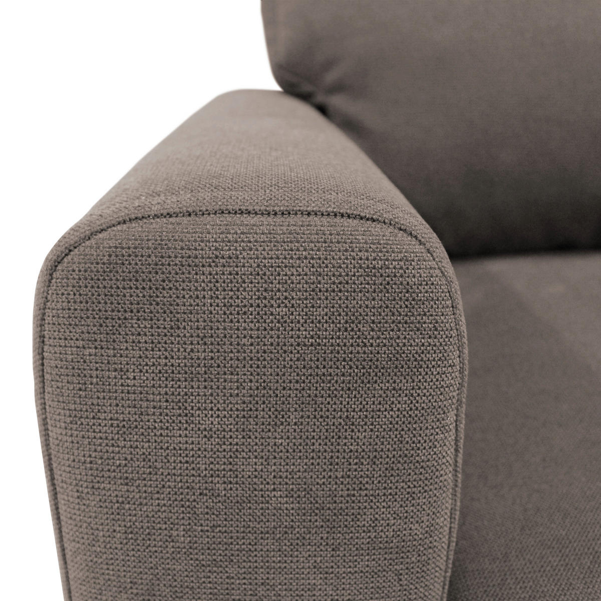 ECKSOFA Hellbraun Flachgewebe  - Hellbraun/Schwarz, Design, Textil/Metall (240/163cm) - MID.YOU