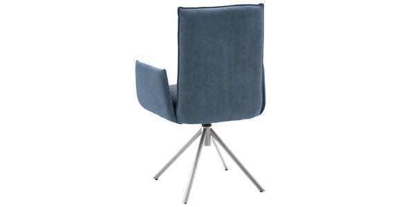 ARMLEHNSTUHL DREHBAR 360° in Flachgewebe - Blau/Edelstahlfarben, Design, Textil/Metall (59/93/59cm) - Dieter Knoll