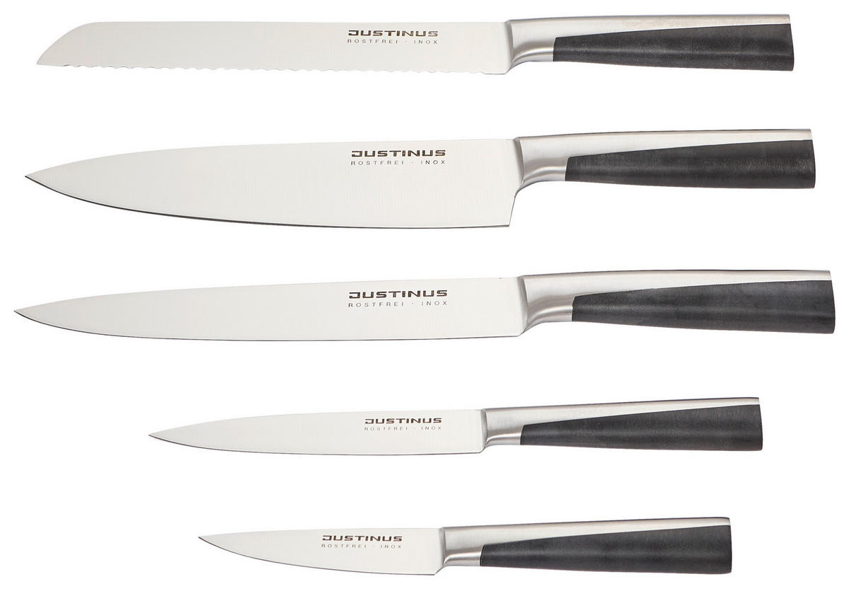 MESSERBLOCK Perfect Cut 6-teilig  - Schwarz, Design, Holz/Metall (17/9,5/36cm) - Justinus