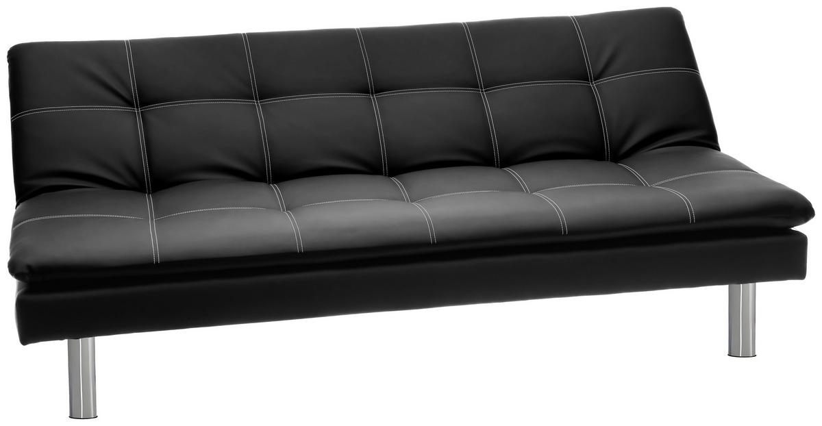 SCHLAFSOFA Lederlook Schwarz  - Silberfarben/Schwarz, Design, Textil/Metall (180/78/93cm) - P & B