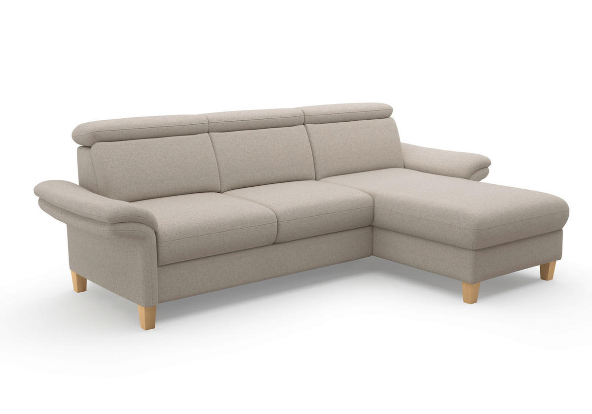 ECKSOFA Flachgewebe Taupe  - Taupe/Eichefarben, Konventionell, Holz/Textil (253/166cm) - Sit & More