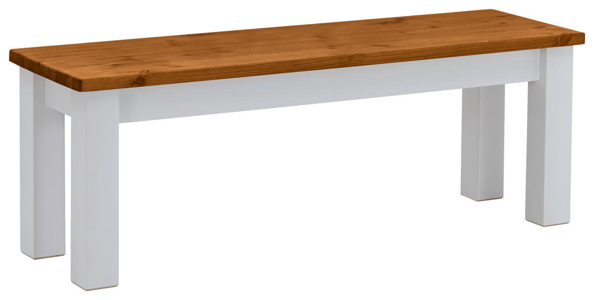 SITZBANK 130/46/40 cm Weiß, Bernsteinfarben Kiefer massiv  - Bernsteinfarben/Weiß, ROMANTIK / LANDHAUS, Holz (130/46/40cm) - Boxxx