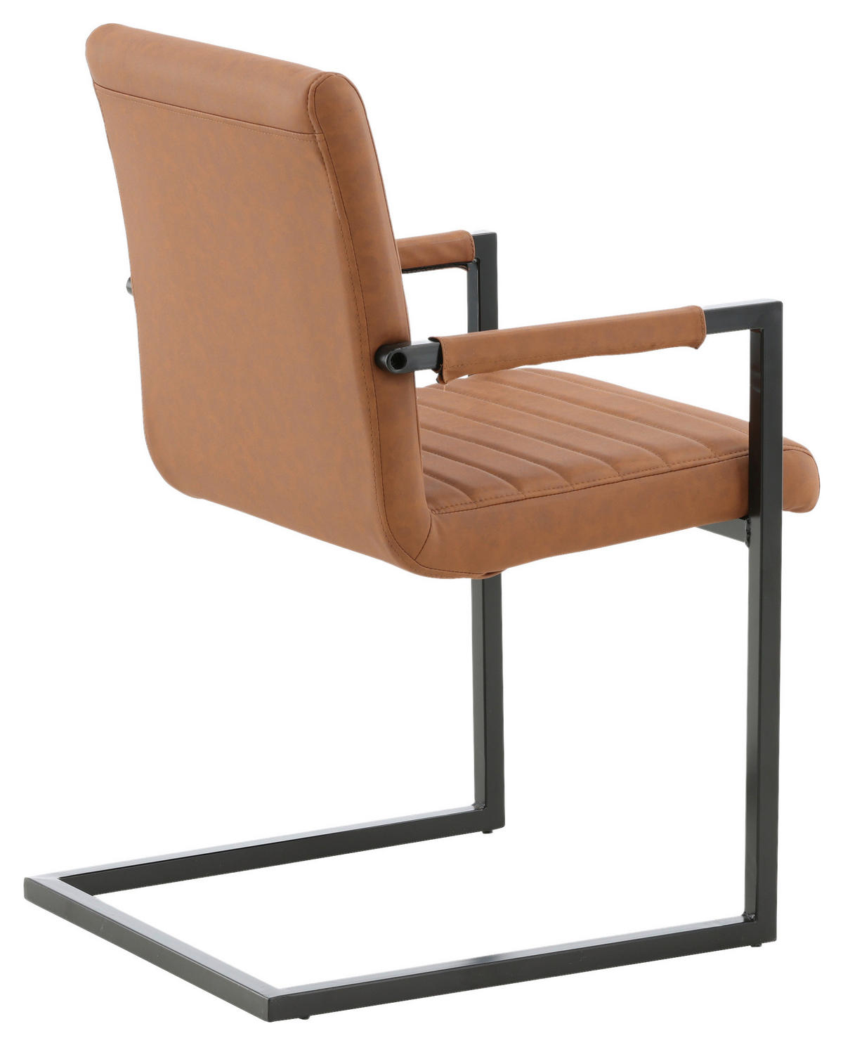 STOL MED ARMSTÖD SET 2 styck stål läderimitation (vegan)  - brun/svart, Design, metall/textil (54/88/63cm) - Livetastic