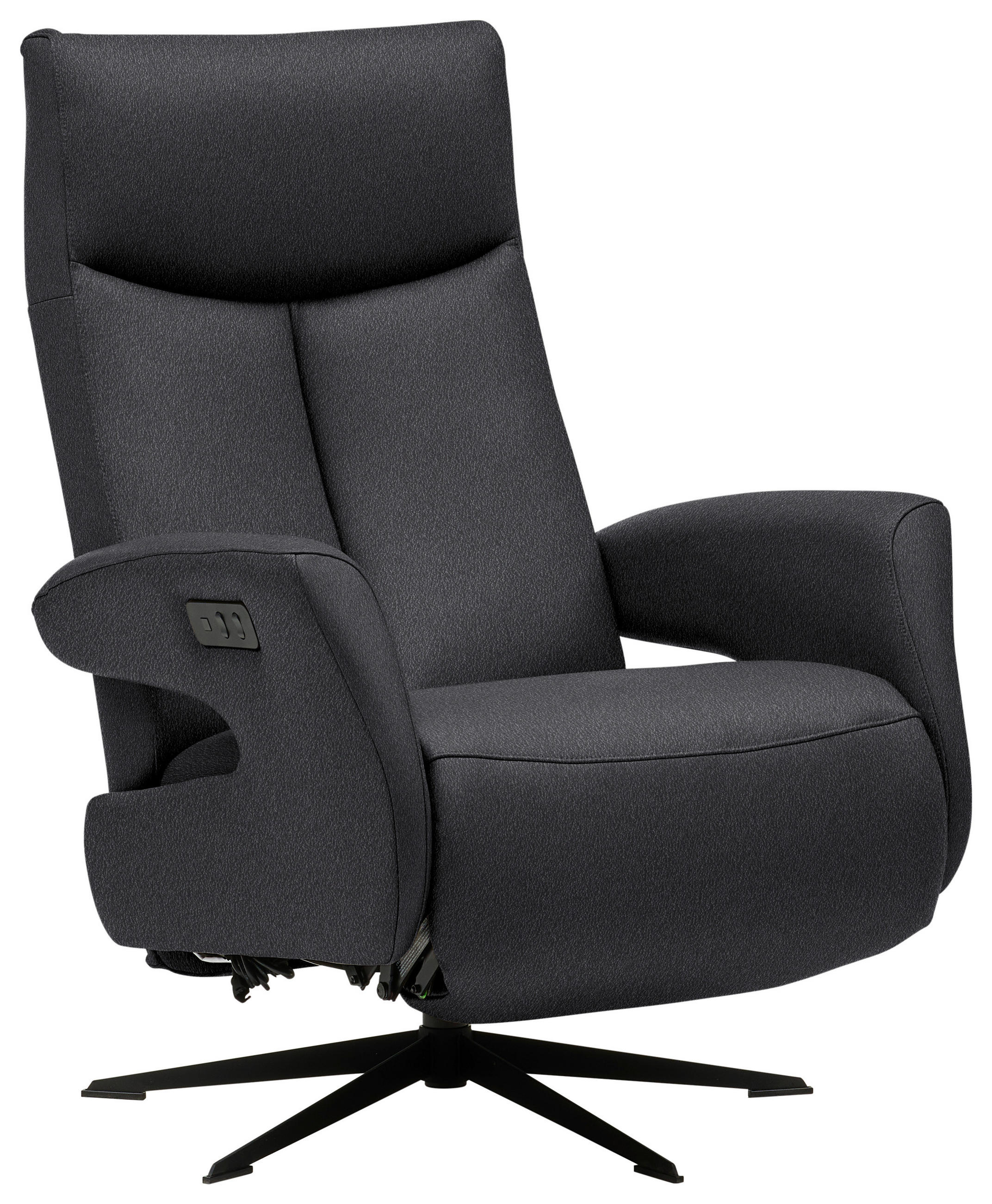 RELAXSESSEL Echtleder Relaxfunktion    - Anthrazit/Schwarz, Design, Leder/Metall (74/105/82cm) - Welnova