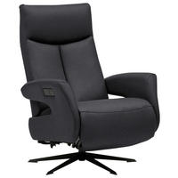 RELAXFÅTÖLJ i läder antracit  - svart/antracit, Design, metall/läder (74/105/82cm) - Livetastic