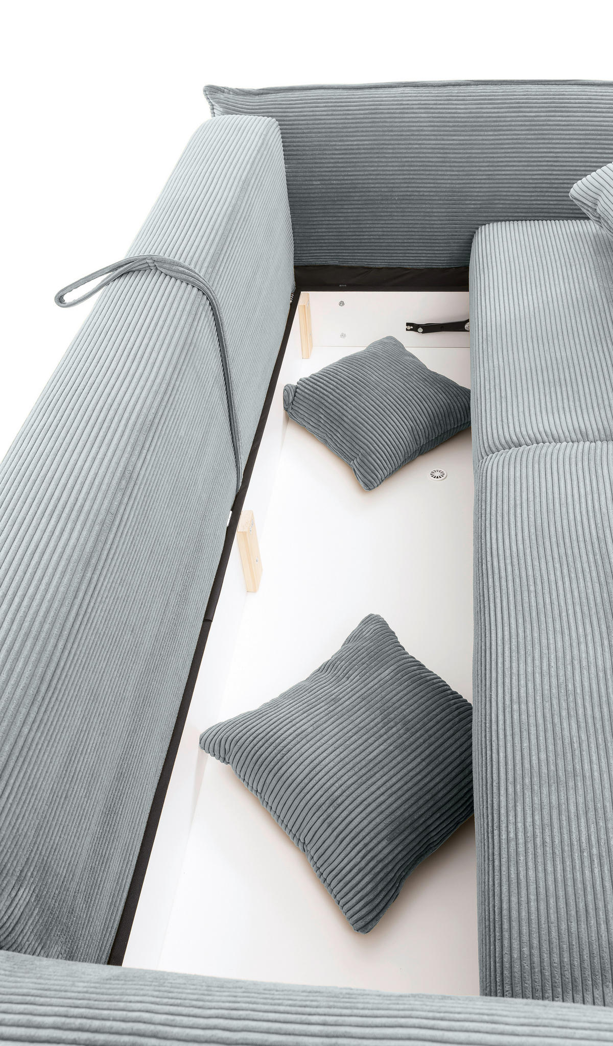 BIGSOFA in Cord Hellblau  - Chromfarben/Hellblau, Modern, Kunststoff/Textil (242/71/90/131cm) - Livetastic