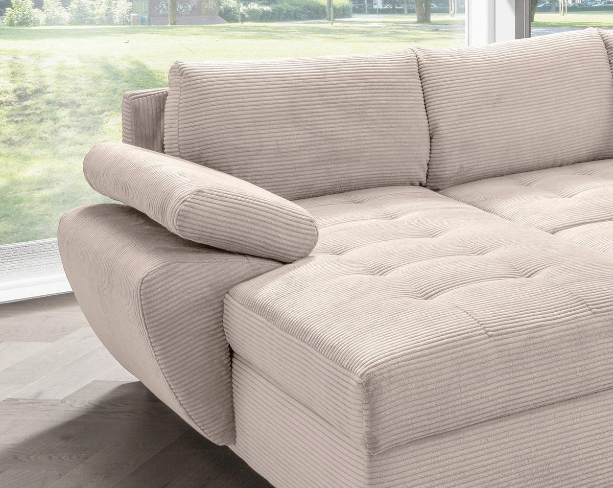 SEDACÍ SOUPRAVA, textil, béžová - barvy chromu/béžová, Konvenční, kov/textil (157/305/219cm) - Livetastic