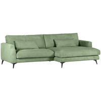 ECKSOFA Olivgrün Cord  - Schwarz/Olivgrün, LIFESTYLE, Textil/Metall (270/140cm) - Landscape