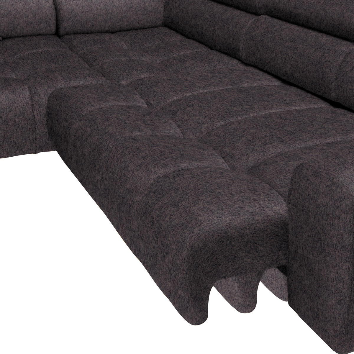 ECKSOFA in Samt, Webstoff Anthrazit  - Anthrazit/Schwarz, Design, Textil/Metall (177/270cm) - Welnova