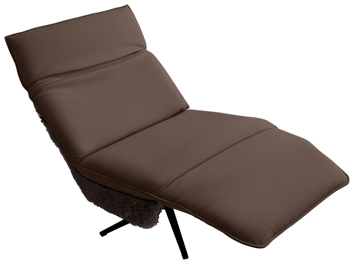 SESSEL in Hochflor Echtleder Braun  - Beige/Schwarz, Design, Leder/Textil (84/65/91cm) - Koinor