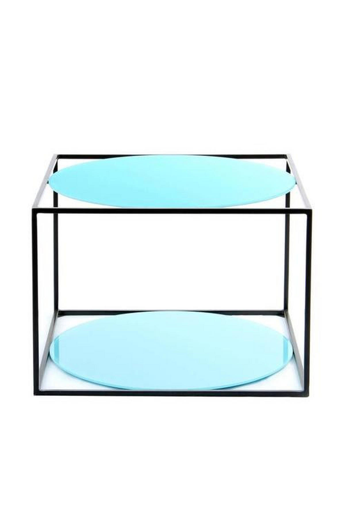 BEISTELLTISCH in Metall, Glas 50/50/36 cm  - Blau/Schwarz, Basics, Glas/Metall (50/50/36cm) - Kayoom