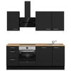 KÜCHENLEERBLOCK 210 cm   in Schwarz, Eichefarben  - Edelstahlfarben/Eichefarben, MODERN, Holzwerkstoff/Metall (210cm) - Nobilia