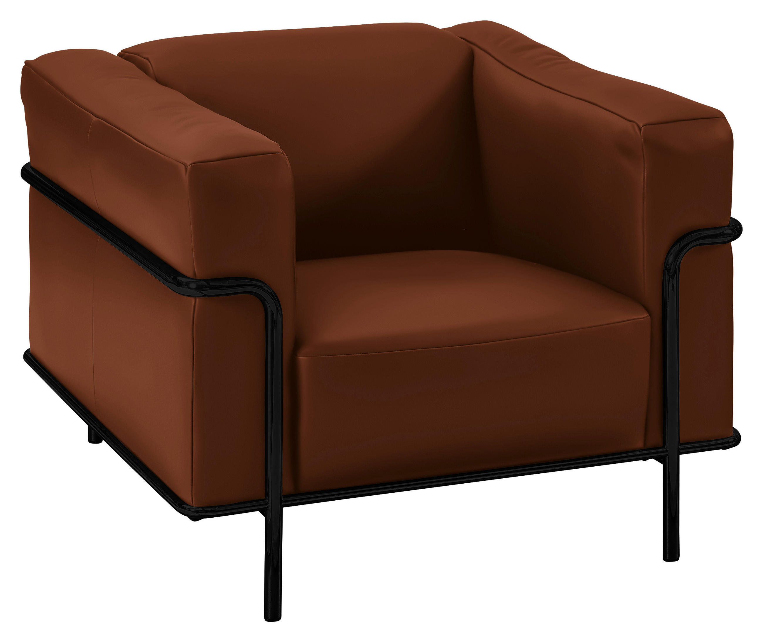 SESSEL in Echtleder Braun  - Schwarz/Braun, Design, Leder/Metall (91/67/96cm) - Johann Jakob
