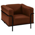 SESSEL in Echtleder Braun  - Schwarz/Braun, Design, Leder/Metall (91/67/96cm) - Johann Jakob