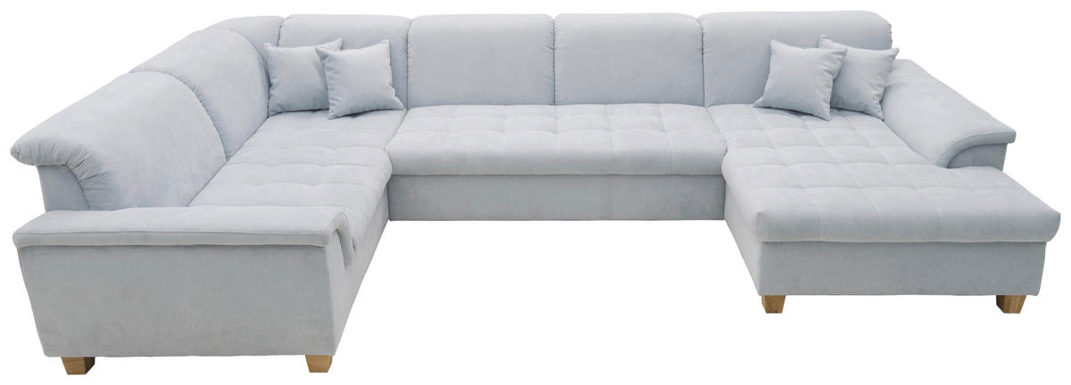 WOHNLANDSCHAFT in Mikrofaser Pastellblau  - Pastellblau/Eichefarben, KONVENTIONELL, Holz/Textil (214/352/170cm) - MID.YOU