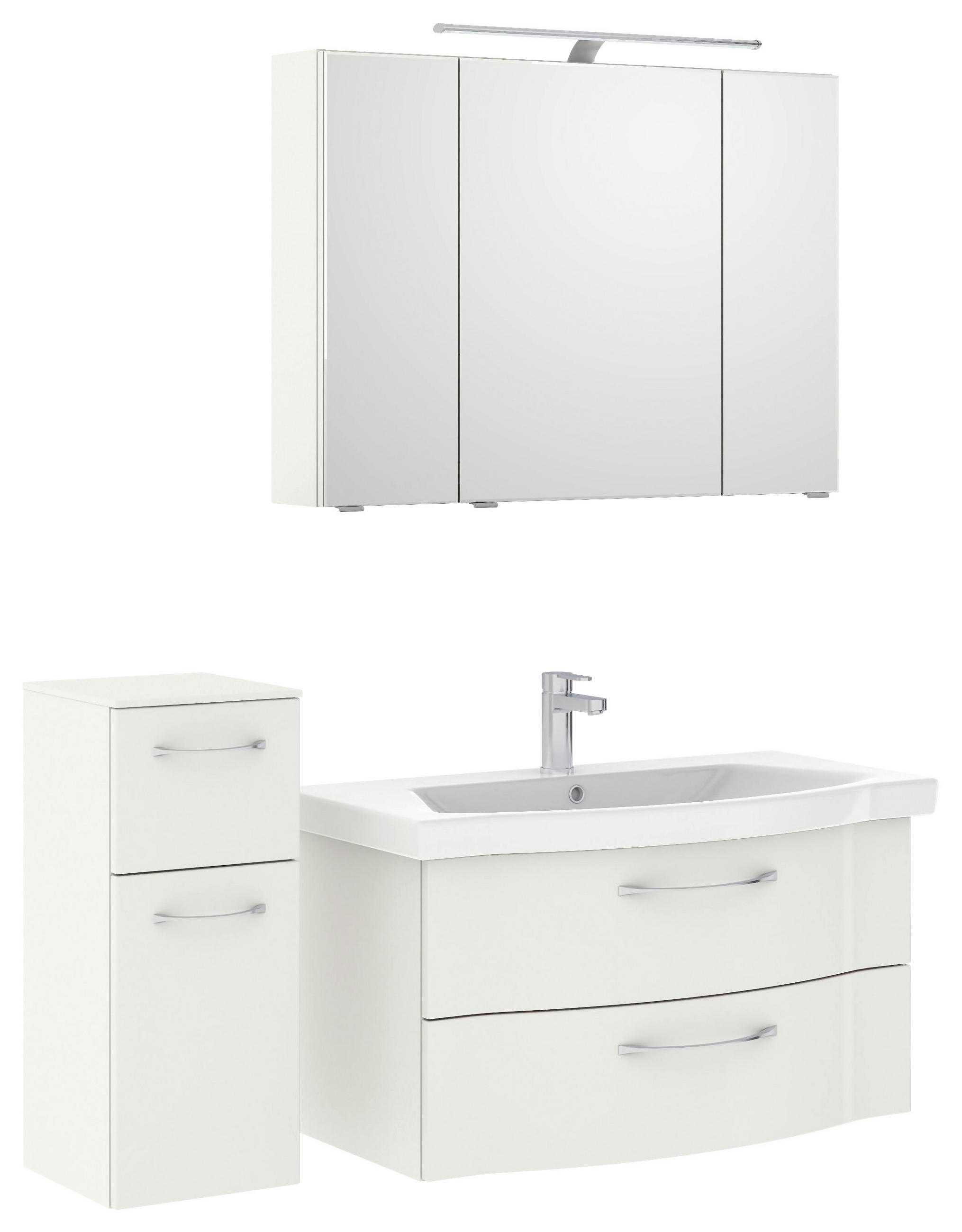 BADEZIMMER 4-teilig in 128 cm - Chromfarben/Weiß Hochglanz, KONVENTIONELL, Glas/Keramik (128cm) - Pelipal