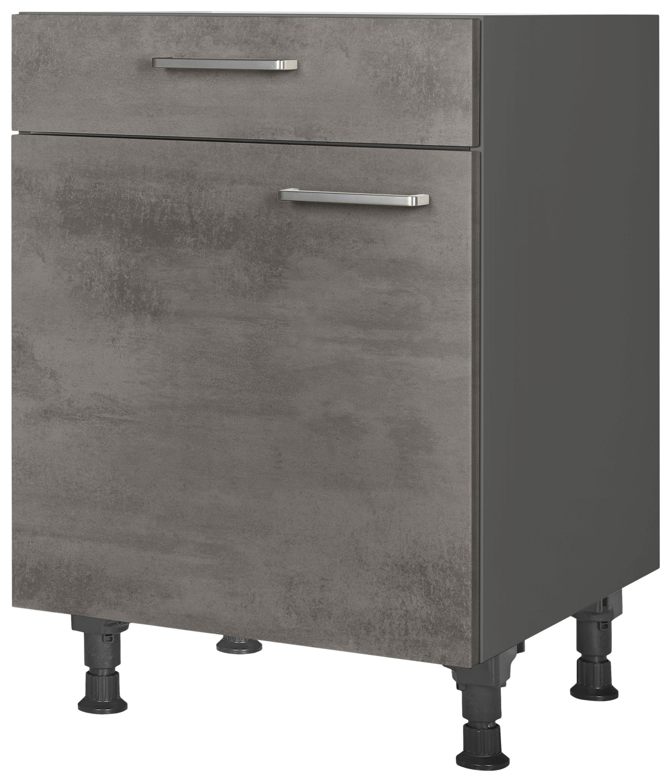 SCHUBKASTENUNTERSCHRANK 60/87/56 cm  in Schieferfarben  - Schieferfarben/Edelstahlfarben, MODERN, Holzwerkstoff/Metall (60/87/56cm) - Nobilia