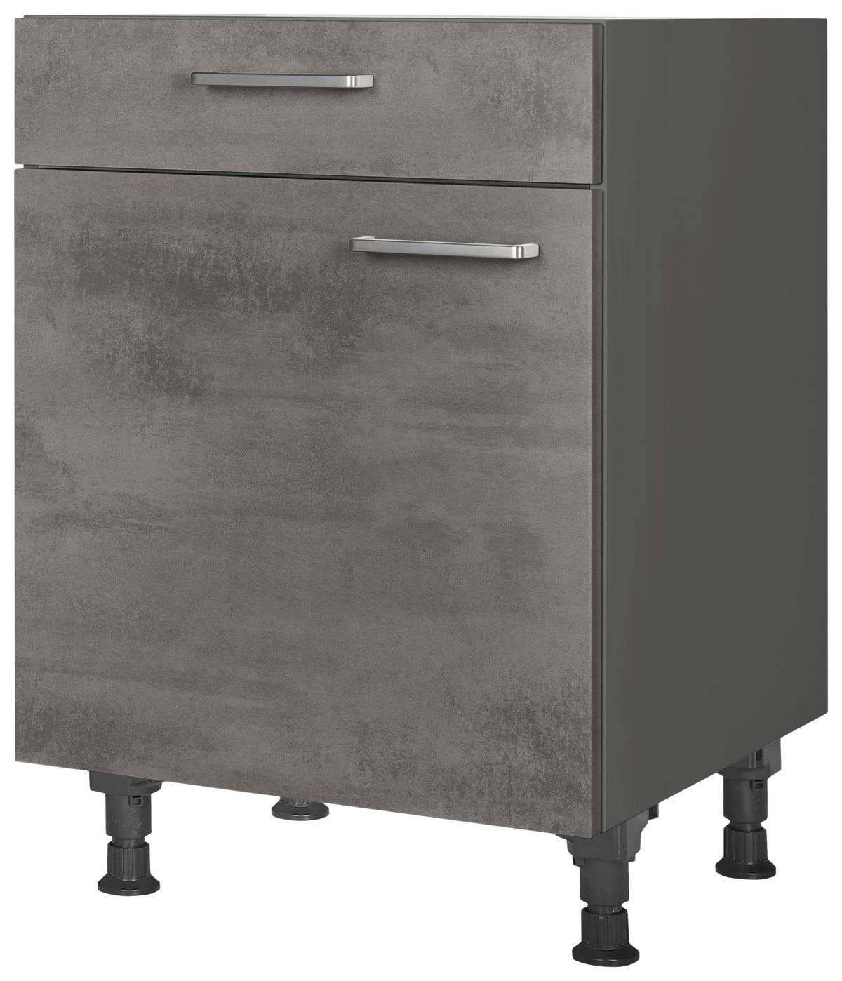 SCHUBKASTENUNTERSCHRANK 60/87/56 cm  in Schieferfarben  - Schieferfarben/Edelstahlfarben, MODERN, Holzwerkstoff/Metall (60/87/56cm) - Nobilia