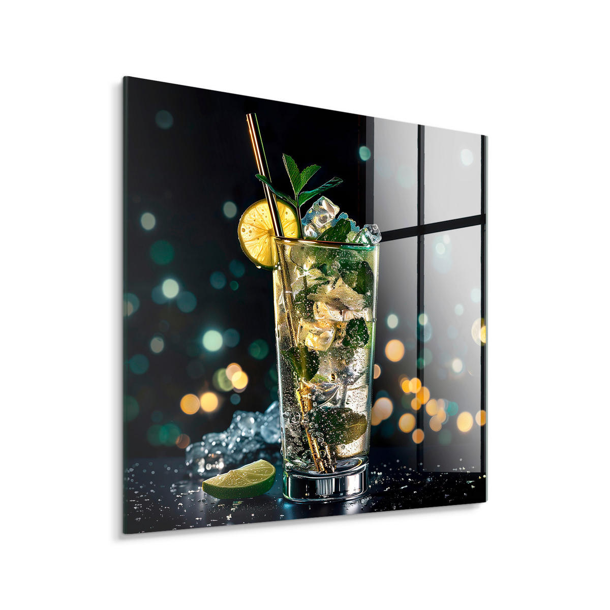 TABLOU PE STICLĂ 30/30 cm  - verde închis/negru, Basics, sticlă/hârtie (30/30cm) - Monee