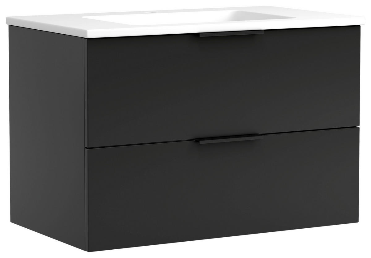 WASCHTISCHKOMBI 80 cm  - Schwarz/Weiß, MODERN, Keramik/Holzwerkstoff (80cm) - Held