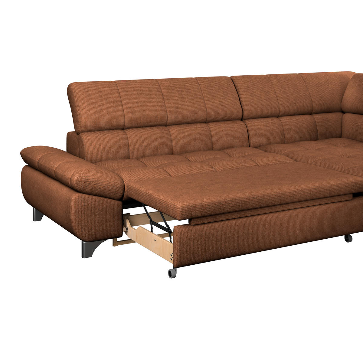 ECKSOFA Terracotta Chenille  - Chromfarben/Terracotta, KONVENTIONELL, Textil/Metall (312/234cm) - Livetastic