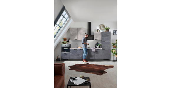 KÜCHENLEERBLOCK 340 cm   in Graphitfarben, Grau  - Schwarz/Graphitfarben, Design, Holzwerkstoff/Metall (340cm) - Xora