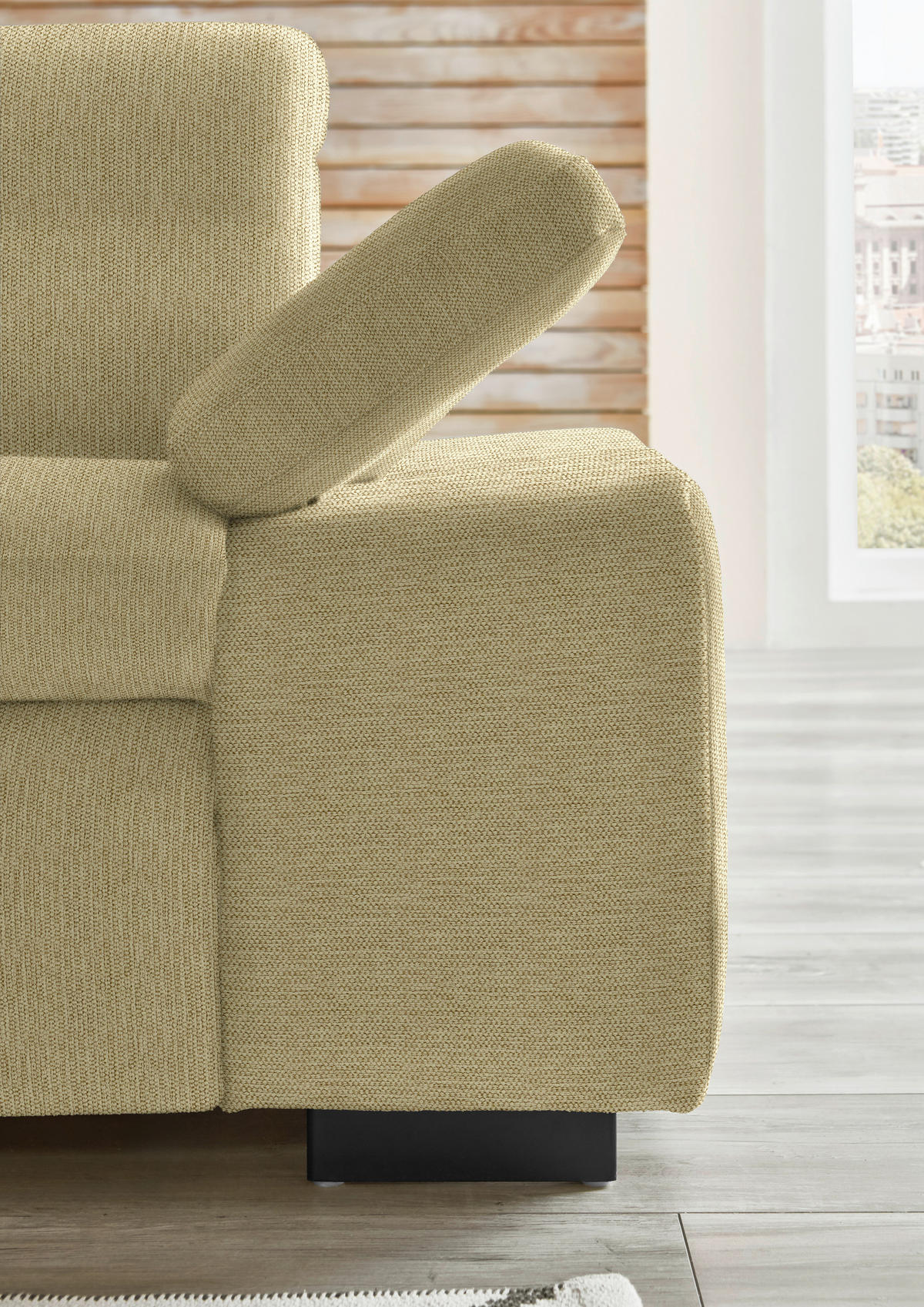 ECKSOFA in Flachgewebe Honig  - Schwarz/Honig, Design, Textil/Metall (174/297cm) - Beldomo Style