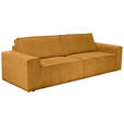 3-SITZER-SOFA Cord Currygelb  - Currygelb/Schwarz, KONVENTIONELL, Kunststoff/Textil (248/76/95cm) - Carryhome