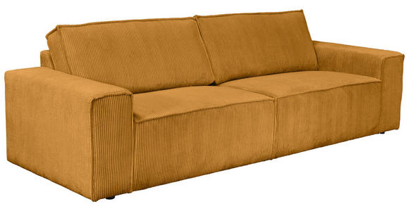 3-SITZER-SOFA Cord Currygelb - Currygelb/Schwarz, KONVENTIONELL, Kunststoff/Textil (248/76/95cm) - Carryhome