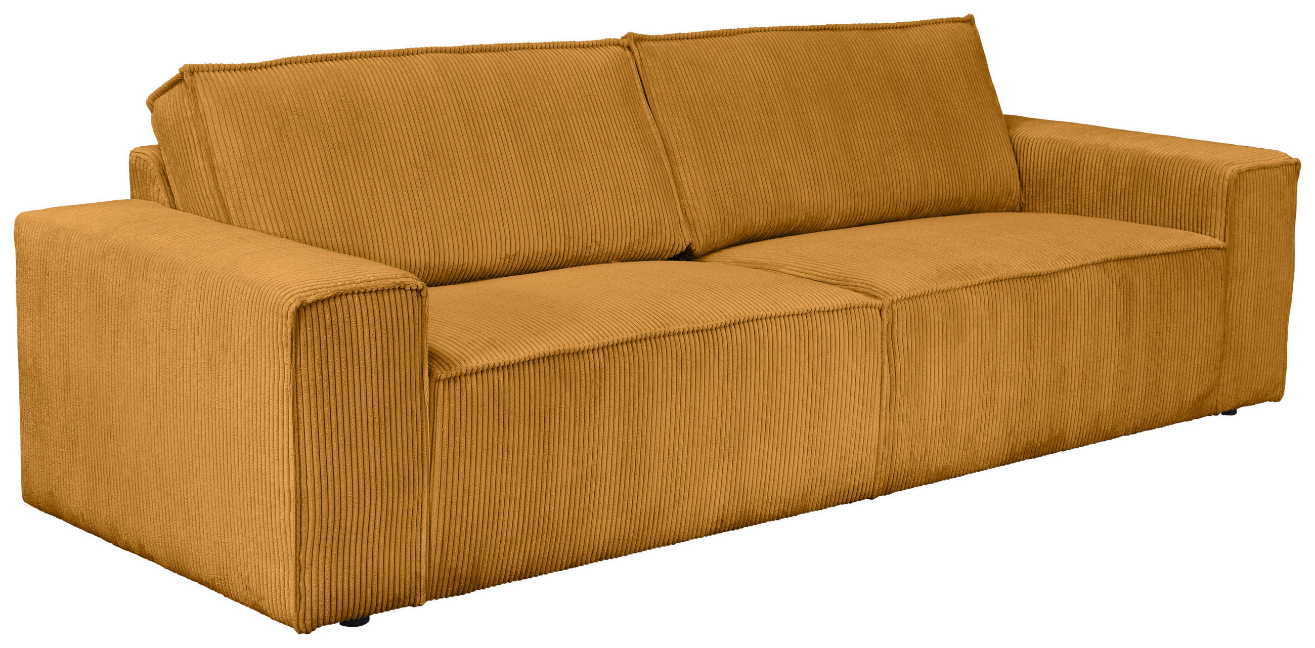 3-SITZER-SOFA Cord Currygelb - Currygelb/Schwarz, KONVENTIONELL, Kunststoff/Textil (248/76/95cm) - Carryhome