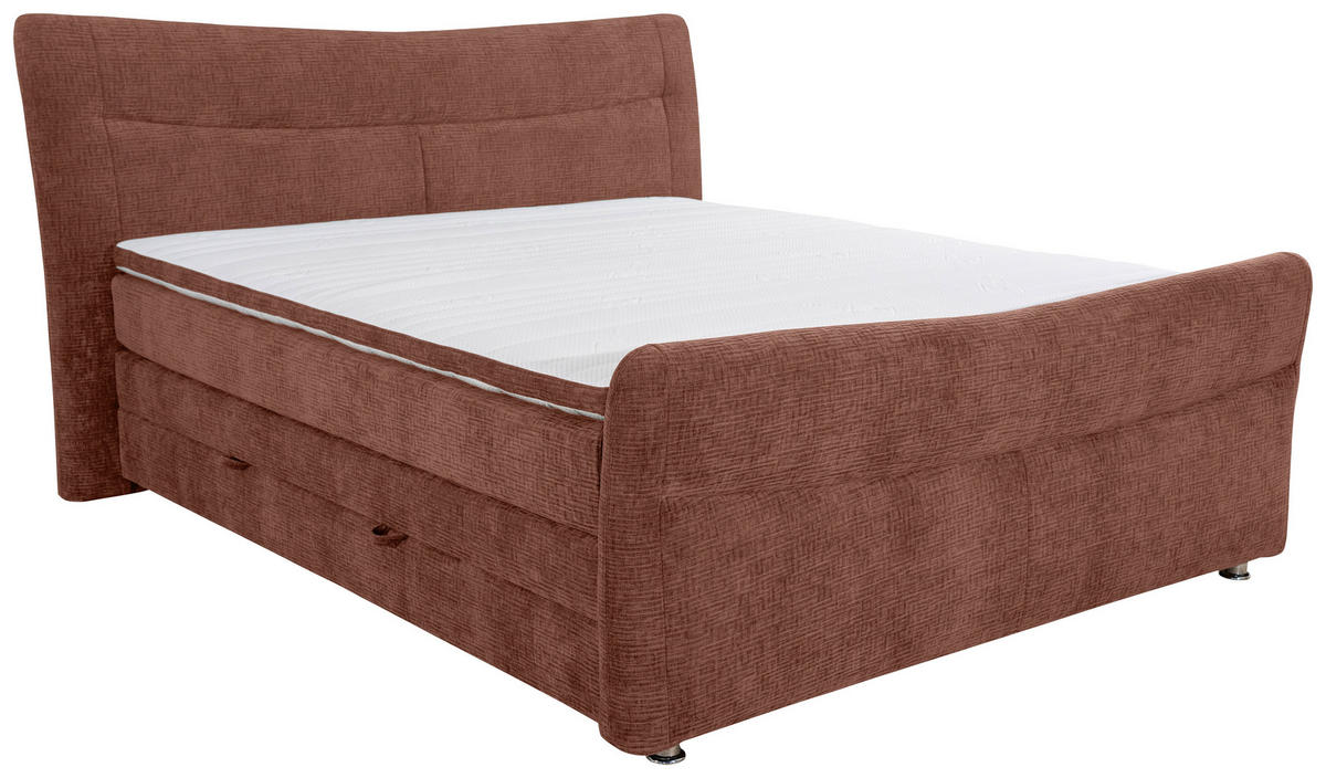 BOXSPRINGBETT 180/200 cm  in Braun  - Chromfarben/Braun, KONVENTIONELL, Textil/Metall (180/200cm) - Esposa
