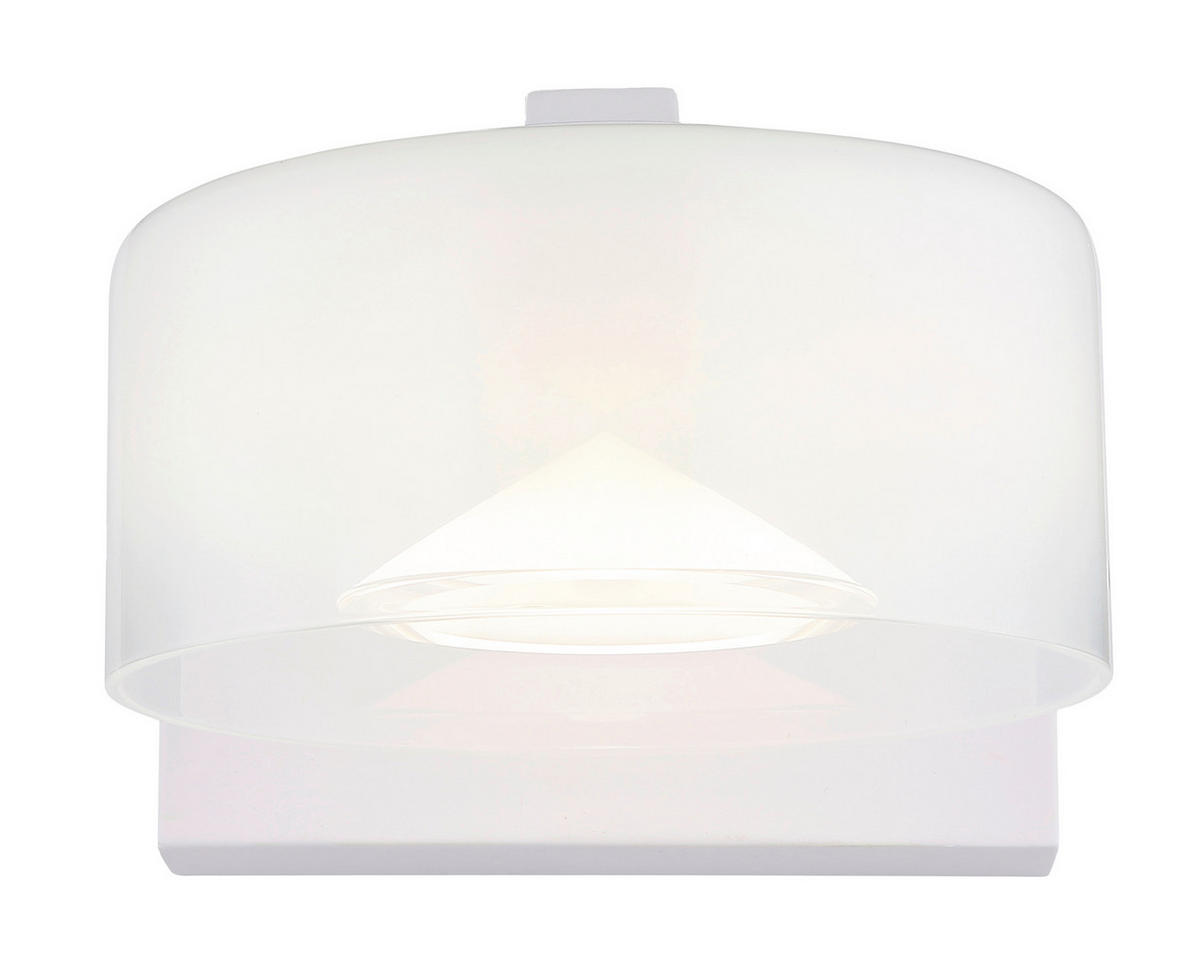 LED-WANDLEUCHTE 15/19,5/11 cm   - Klar/Opal, Design, Glas/Kunststoff (15/19,5/11cm) - Globo