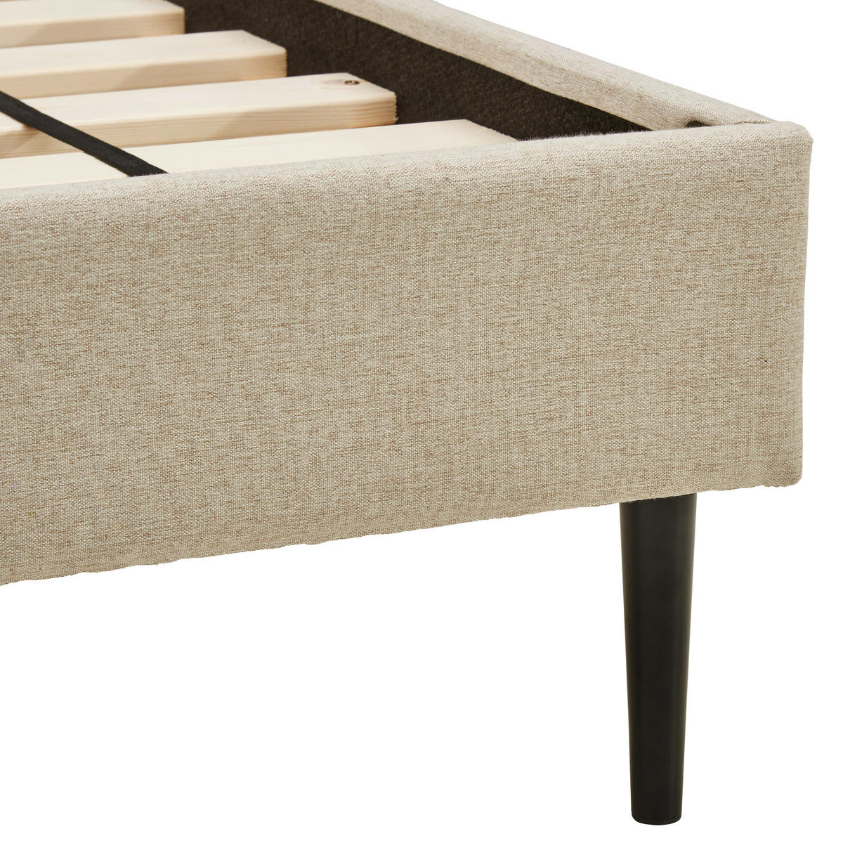 KÁRPITOZOTT ÁGY 180/200 cm  bézs  - bézs/natúr, Modern, textil/fa (180/200cm) - Livetastic