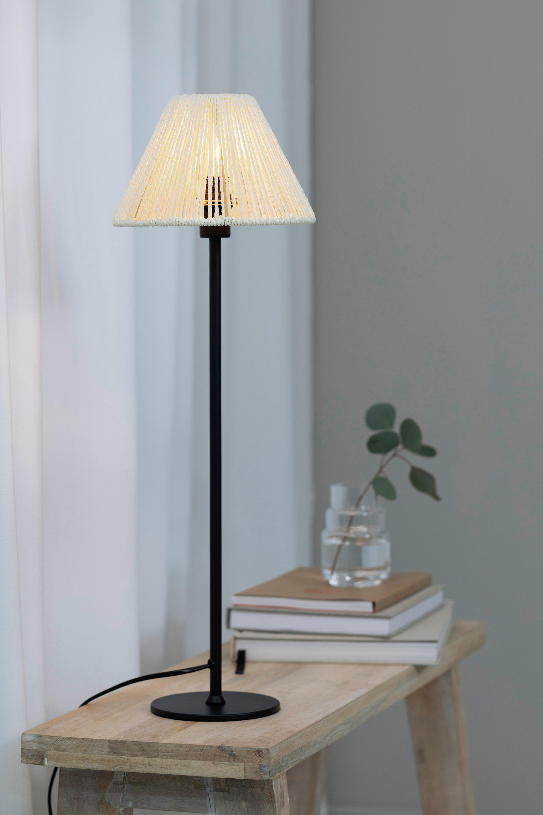 TISCHLEUCHTE Corda 20/61,5 cm   - Beige/Schwarz, Basics, Papier/Metall (20/61,5cm) - Markslöjd