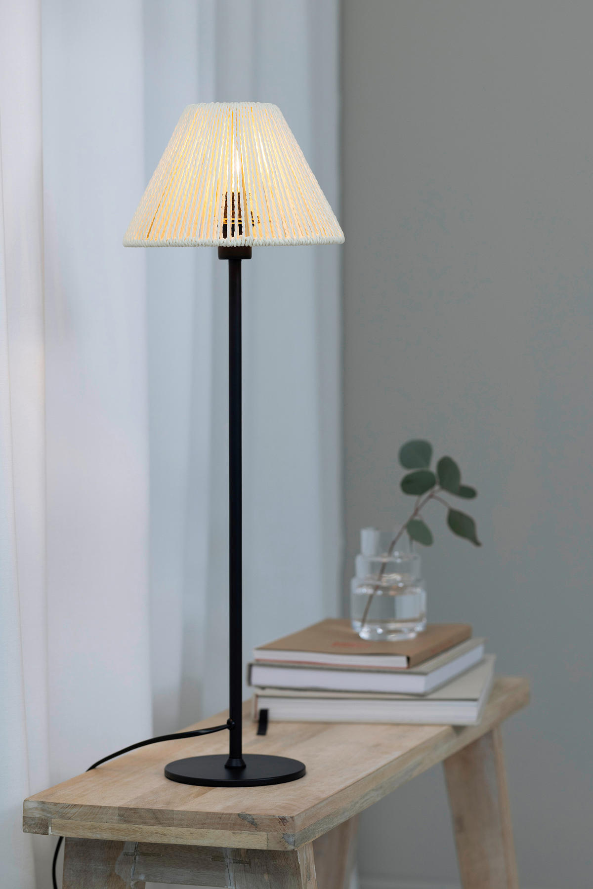 TISCHLEUCHTE Corda 20/61,5 cm   - Beige/Schwarz, Basics, Papier/Metall (20/61,5cm) - Markslöjd