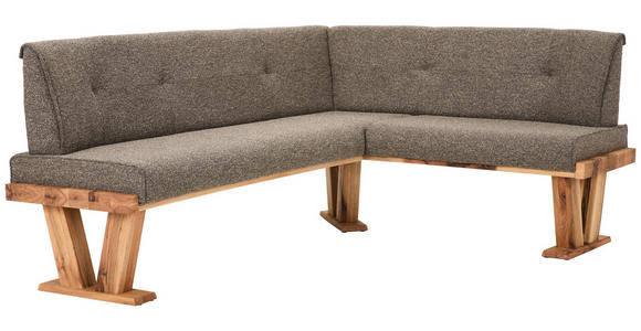 ECKBANK 205/155 cm Jacquard, Flachgewebe Braun Balkeneiche massiv - Eichefarben/Braun, Natur, Holz/Textil (205/155cm) - Moderano