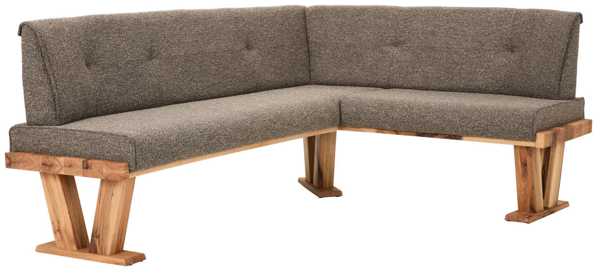 ECKBANK 205/155 cm Jacquard, Flachgewebe Braun Balkeneiche massiv   - Eichefarben/Braun, Natur, Holz/Textil (205/155cm) - Moderano