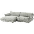 ECKSOFA  in Flachgewebe Silberfarben  185/264 cm  - Silberfarben/Schwarz, Design, Kunststoff/Textil (185/264cm) - Belluti