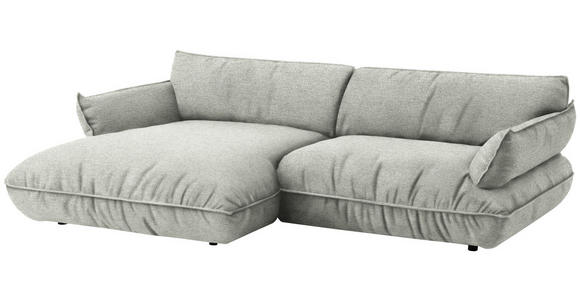 ECKSOFA  in Flachgewebe Silberfarben  185/264 cm  - Silberfarben/Schwarz, Design, Kunststoff/Textil (185/264cm) - Belluti