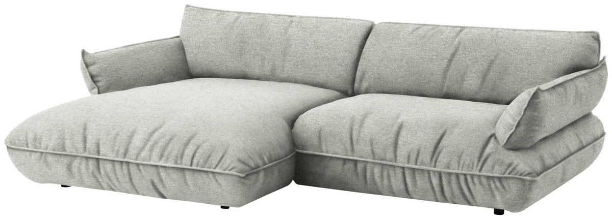 ECKSOFA  in Flachgewebe Silberfarben  185/264 cm  - Silberfarben/Schwarz, Design, Kunststoff/Textil (185/264cm) - Belluti