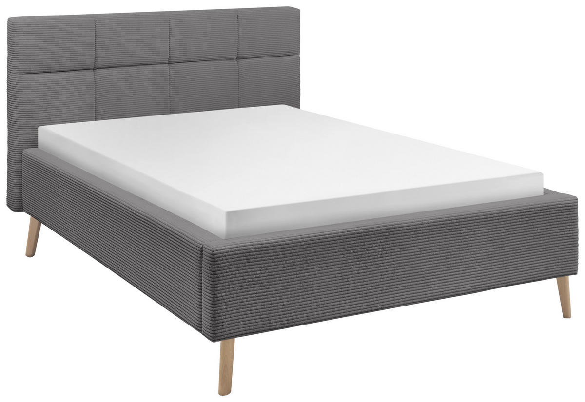 POLSTERBETT 140/200 cm,  in Grau,  - Eichefarben/Grau, KONVENTIONELL, Holz/Textil (140/200cm) - SetOne by Musterring