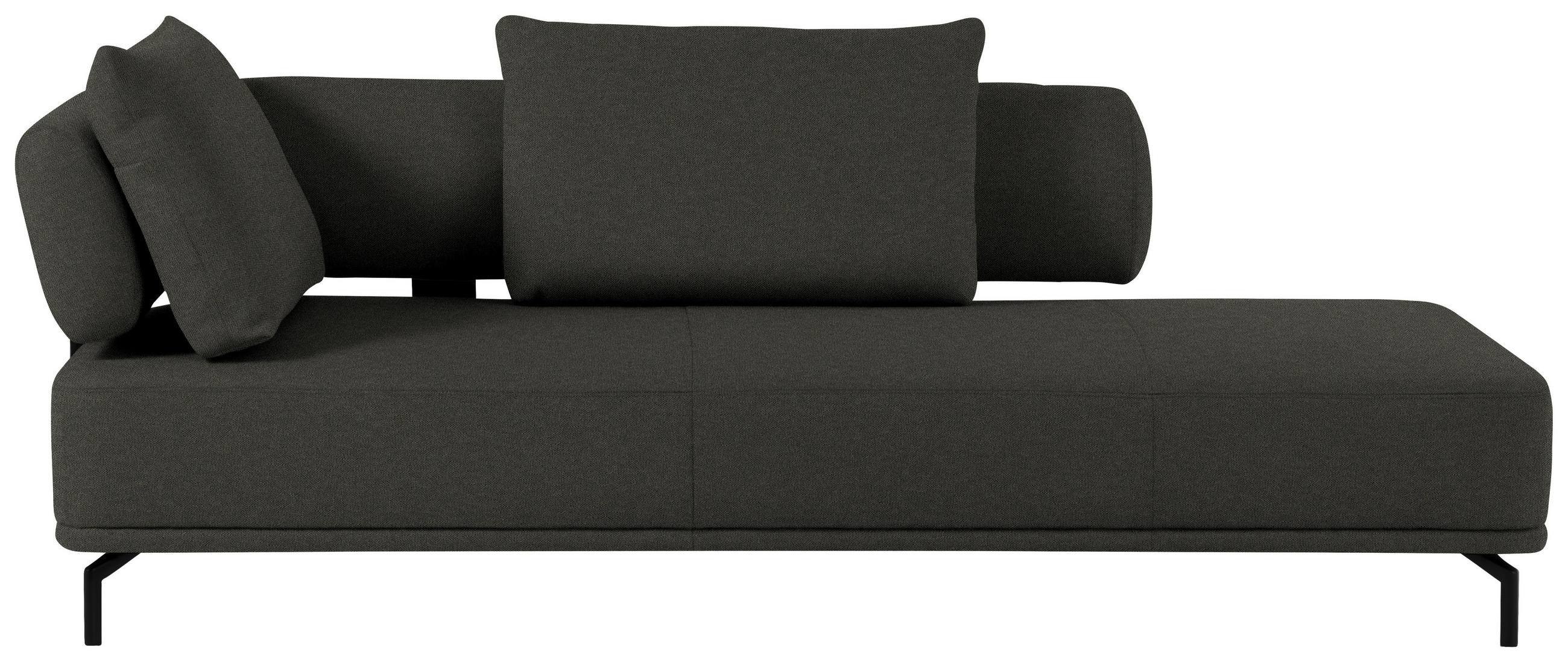 RÉCAMIERE in Flachgewebe Dunkelbraun  - Dunkelbraun/Schwarz, Design, Textil/Metall (227/89/101cm) - Dieter Knoll