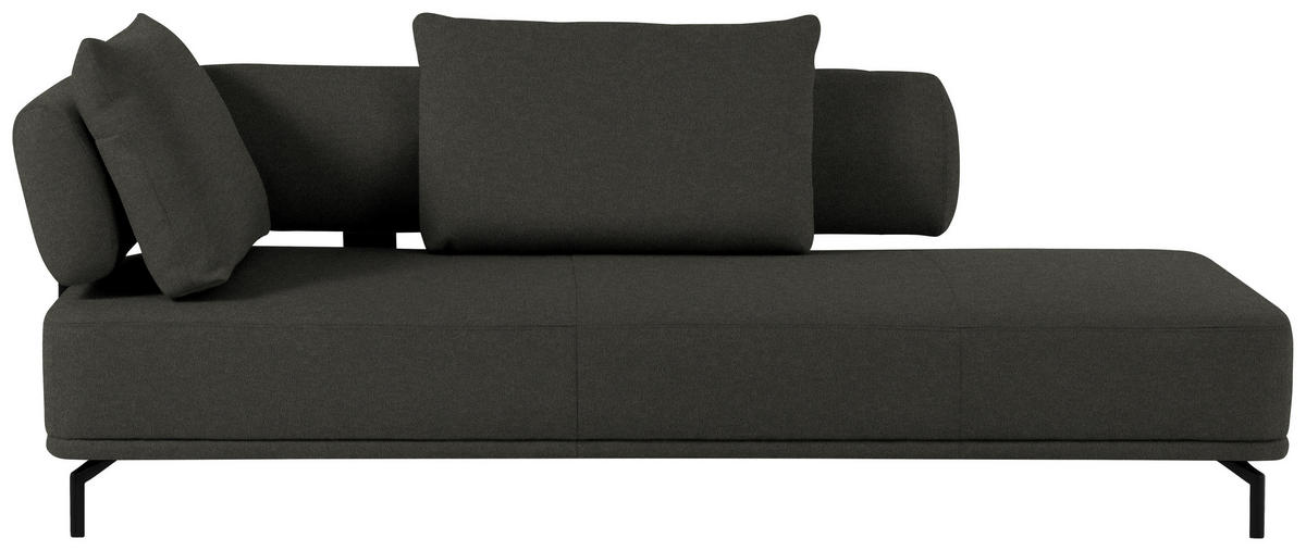 RÉCAMIERE in Flachgewebe Dunkelbraun  - Dunkelbraun/Schwarz, Design, Textil/Metall (227/89/101cm) - Dieter Knoll