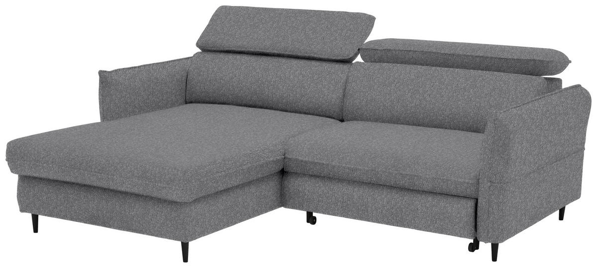 ECKSOFA in Struktur Grau  - Schwarz/Grau, Design, Holz/Textil (185/232cm) - Stylife