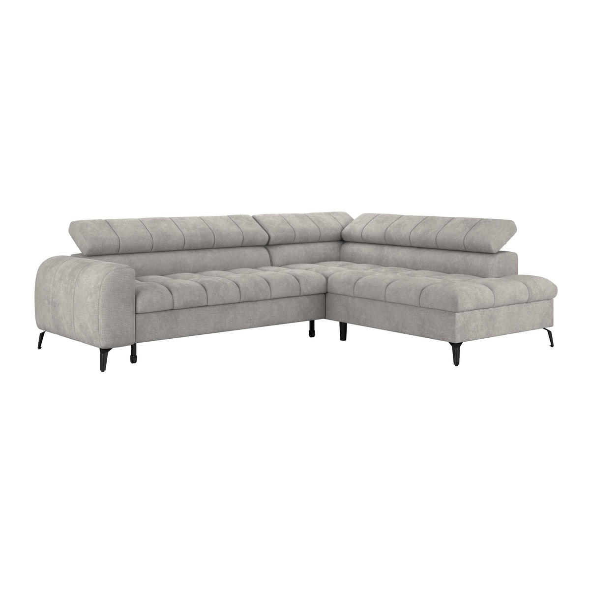 ECKSOFA VOLF Hellgrau Flachgewebe  - Hellgrau/Schwarz, Trend, Kunststoff/Textil (261/203cm) - Livetastic