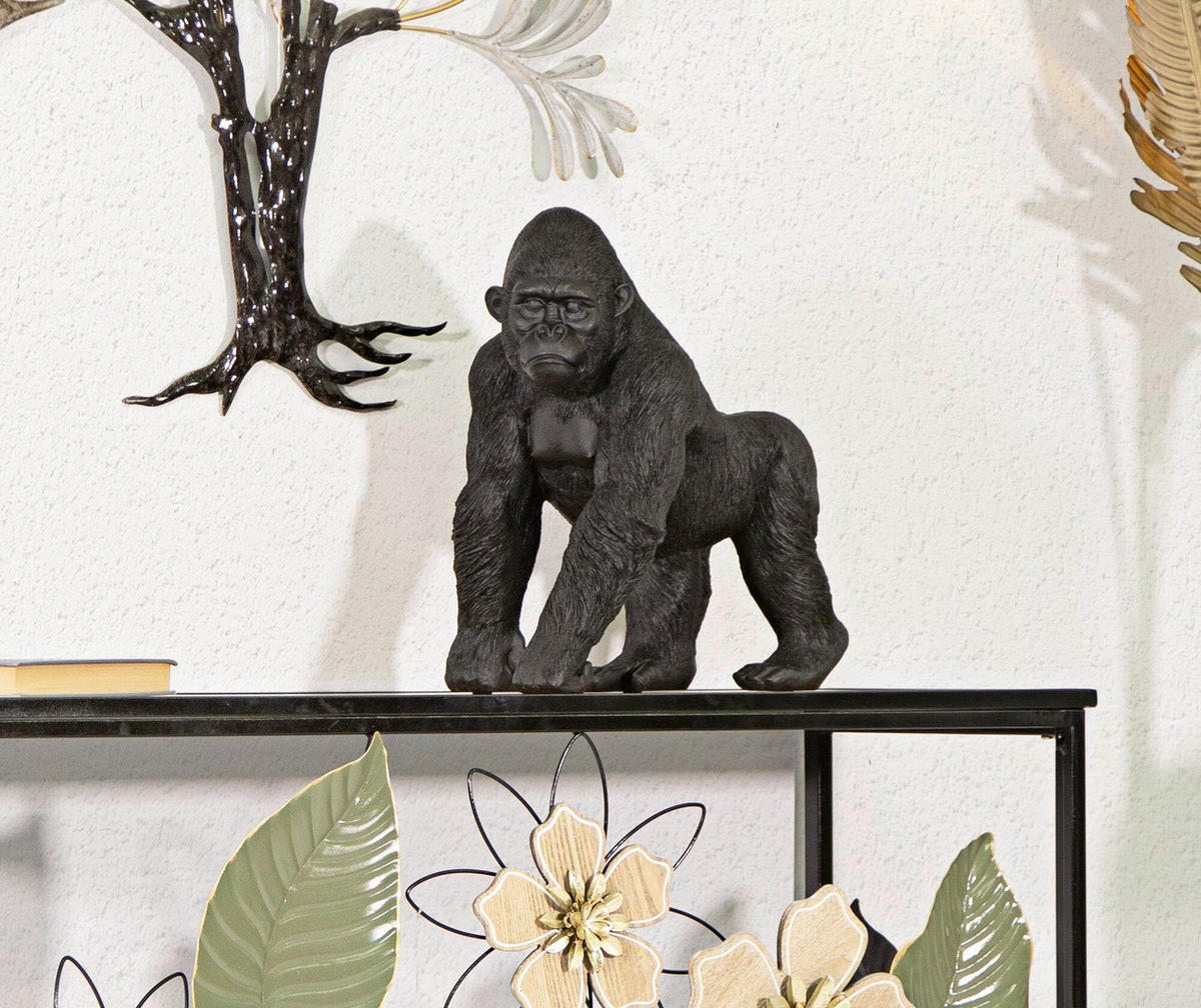 Skulptur Black Gorilla - Schwarz, Basics, Kunststoff (35/37,5/21,5cm)