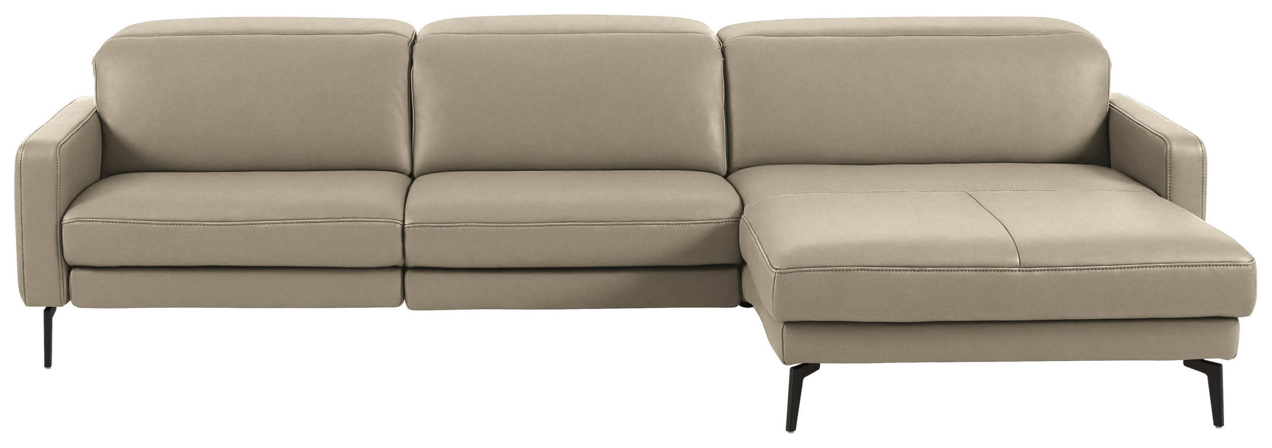 ECKSOFA 323/179 cm  in Echtleder Kaschmir Kopfteilverstellung  323/179 cm  - Kaschmir/Schwarz, Design, Leder/Metall (323/179cm) - Dieter Knoll
