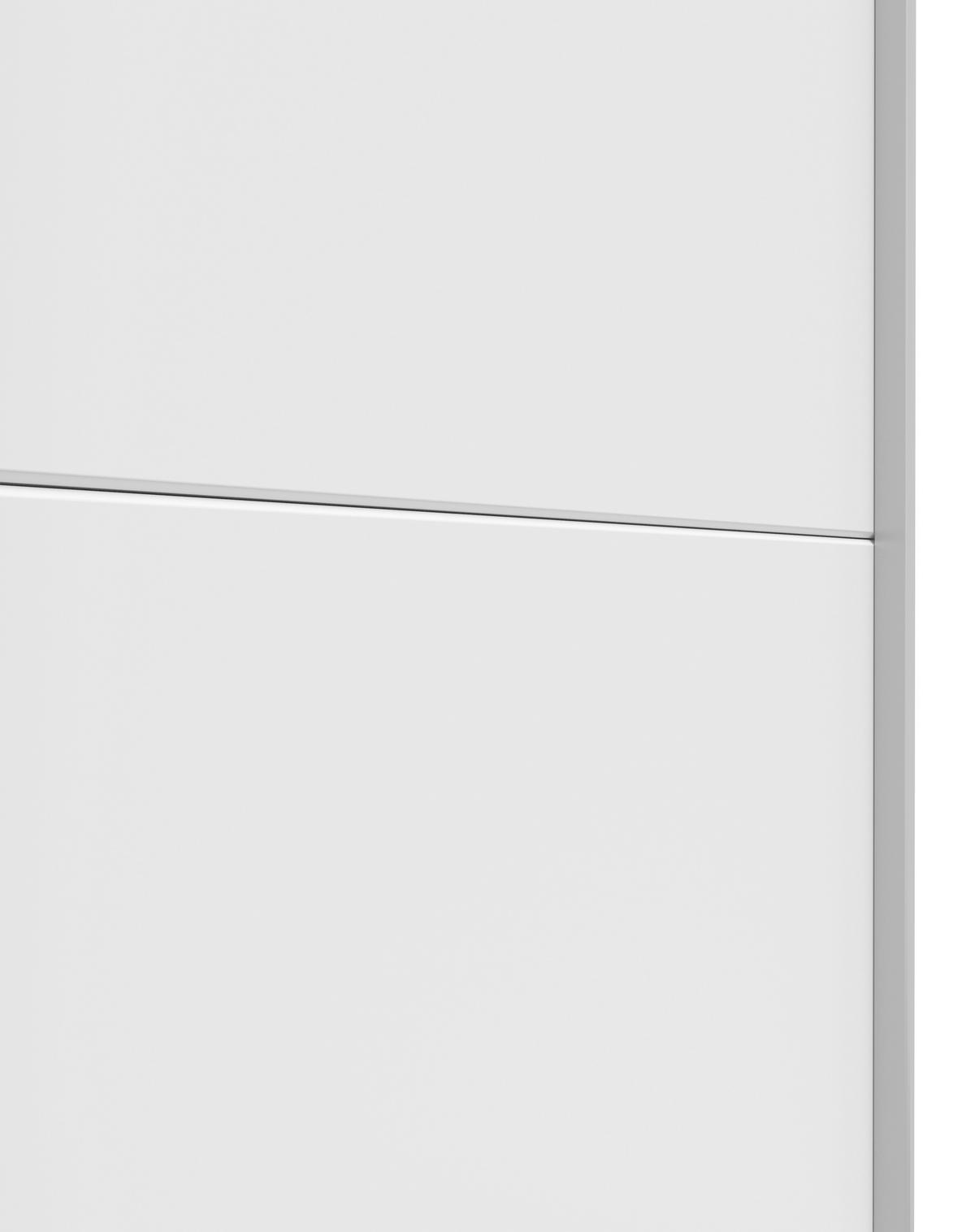SCHWEBETÜRENSCHRANK  in Weiß  - Silberfarben/Weiß, Basics, Glas/Holzwerkstoff (300/216/64cm) - Boxxx