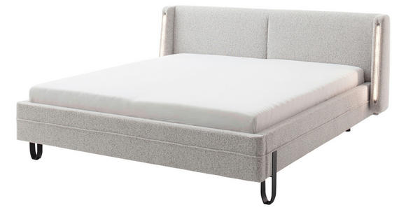 POLSTERBETT Beleuchtung 140/200 cm in Creme - Creme/Schwarz, MODERN, Textil/Metall (140/200cm) - Novel